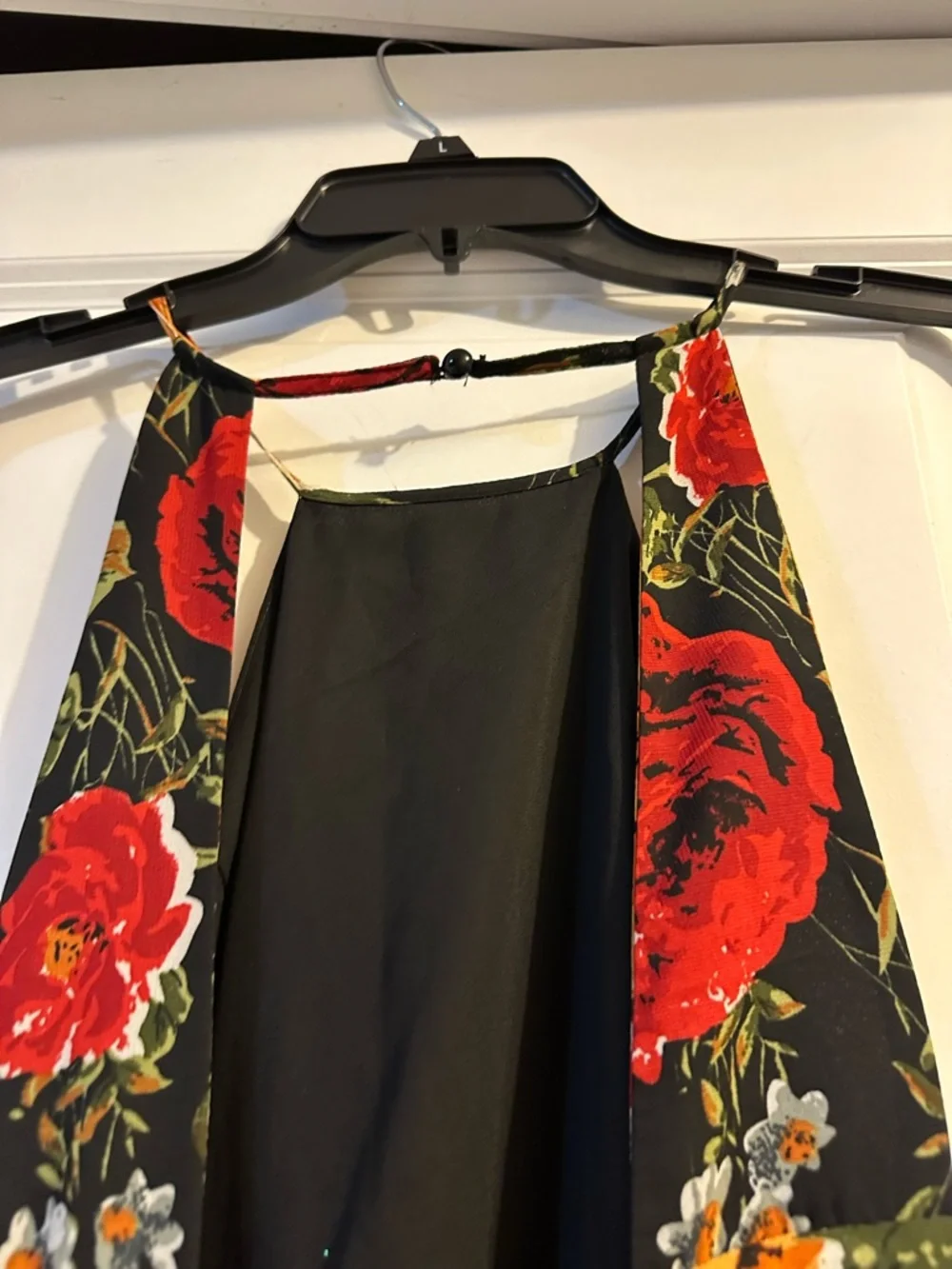 Black Floral Halter Maxi Dress - Picture 4 of 6